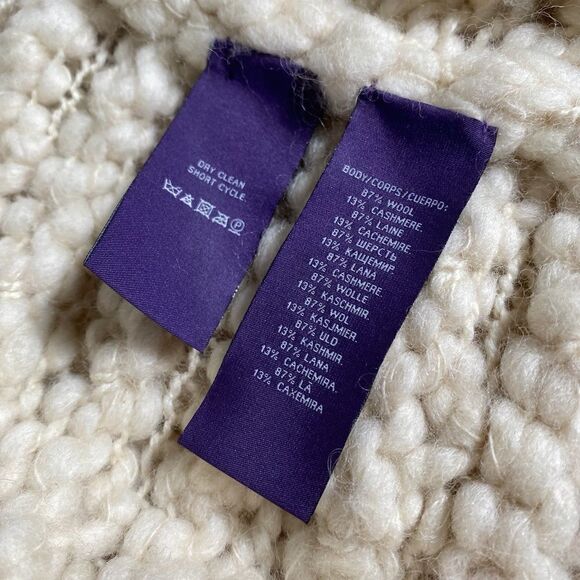 Ralph Lauren Ivory Hand Knit Wool Cashmere Shag Fringe Cardigan Vest - Picture 14 of 16